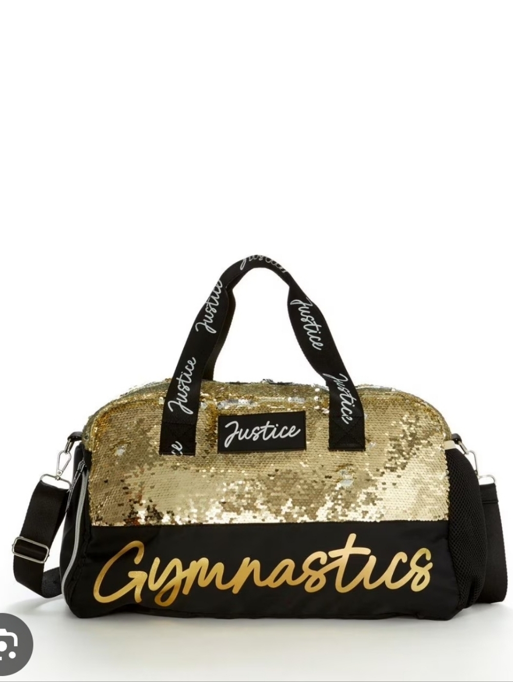 Justice Gold Sequin Gymnastics Duffle Bag